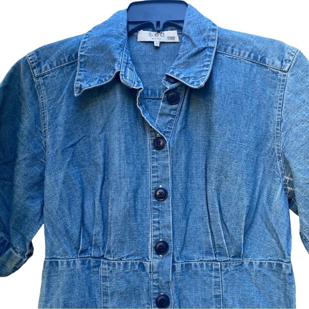 Sea New York Denim Mini Dress Size 4 - Picture 2 of 5